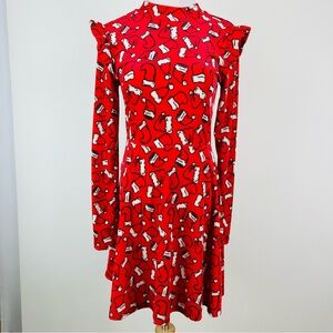 Target Xhilaration Red Velvet Santa Hat Ruffle Shoulder Christmas Dress Small